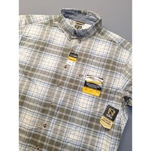 Noble Outfitters Shirt Mens XL Green Plaid Short Sleeve Full Flexx Workwear